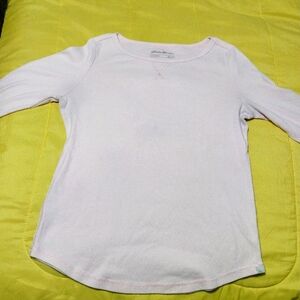 Lite Pastel Pink Women's Eddie Bauer Long Sleeve Large Crew Neck Blouse